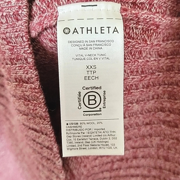 Athleta Womens Pink Oversized Wool Cashmere Blend Vital V-Neck Tunic Sweater - Picture 8 of 9